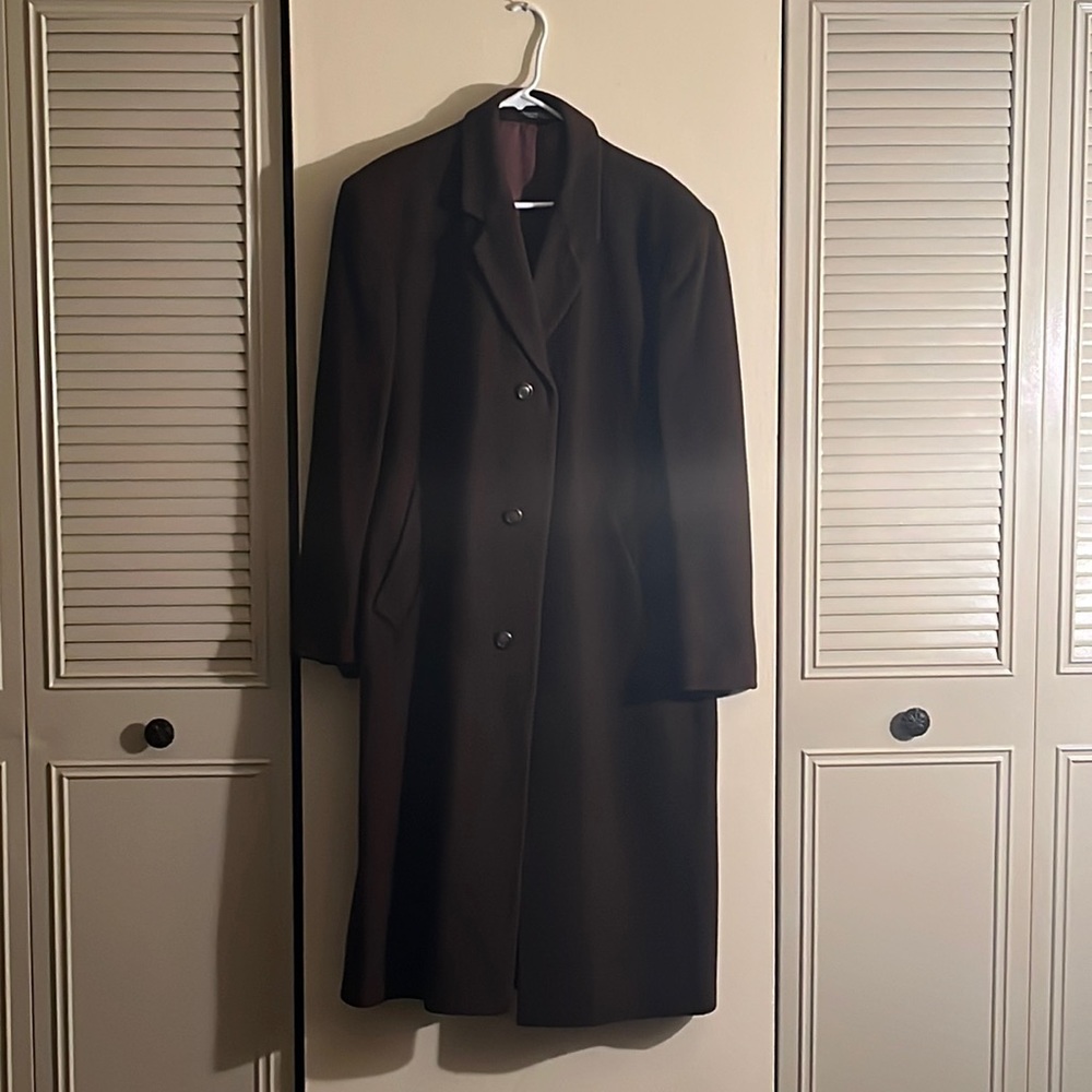 Beautiful drk brown full length cashmere coat.